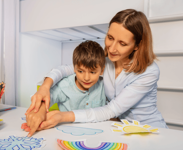 Girl Painting With Support And Headphones