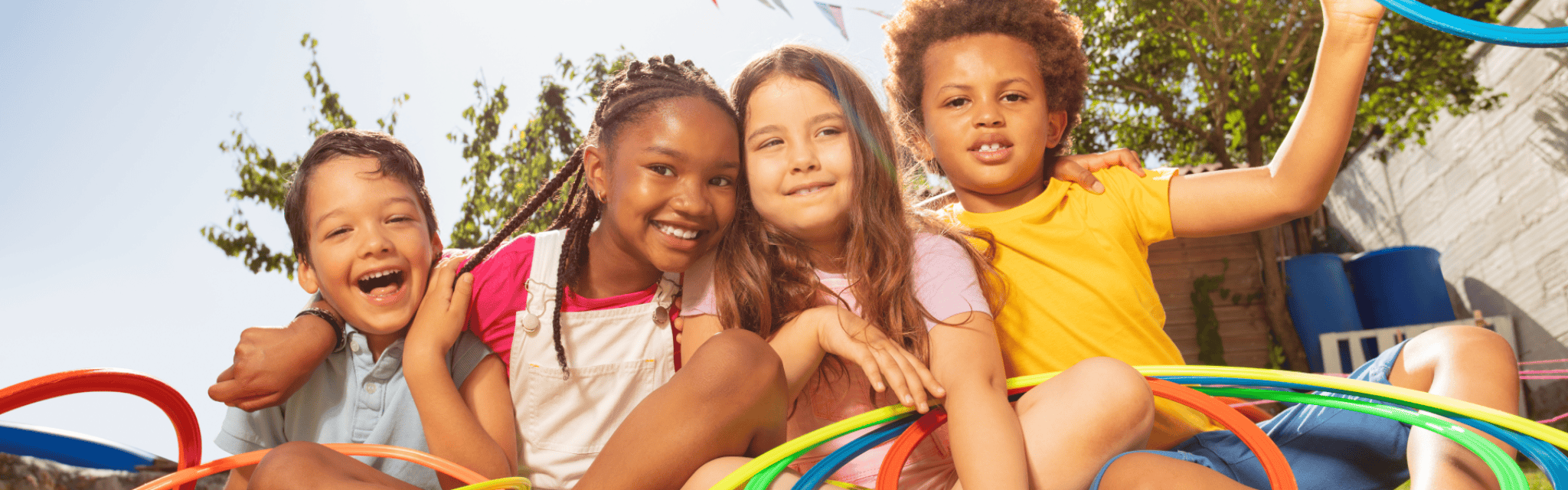 Kids Outdoor Play Smiling Group